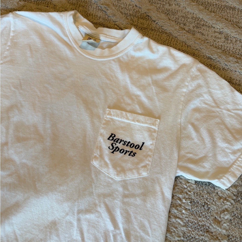 Barstool Sports Don’t Let Monday Ruin Your Sunday White Graphic Men's Shirt - Picture 4 of 4
